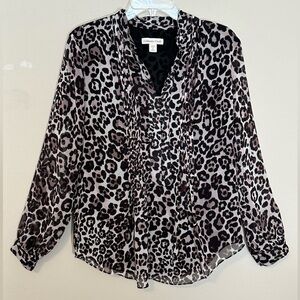 Coldwater Creek (size M 10/12) Chiffon, Long sleeve, Leopard Print Blouse